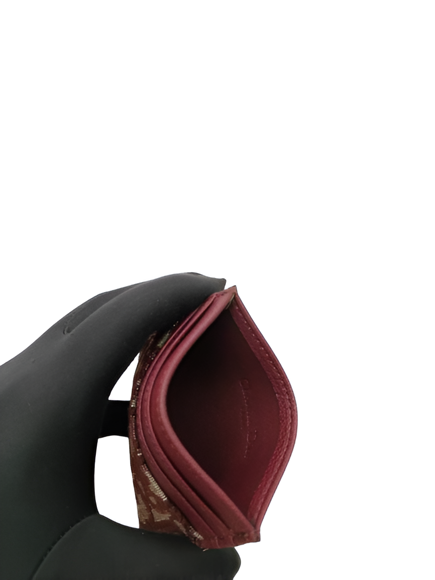 Dior Burgundy Oblique Canvas &amp; Leather Card Holder