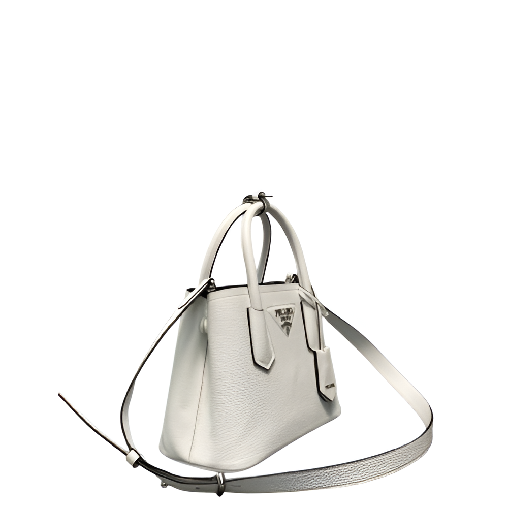 Prada White Leather Top Handle Bag