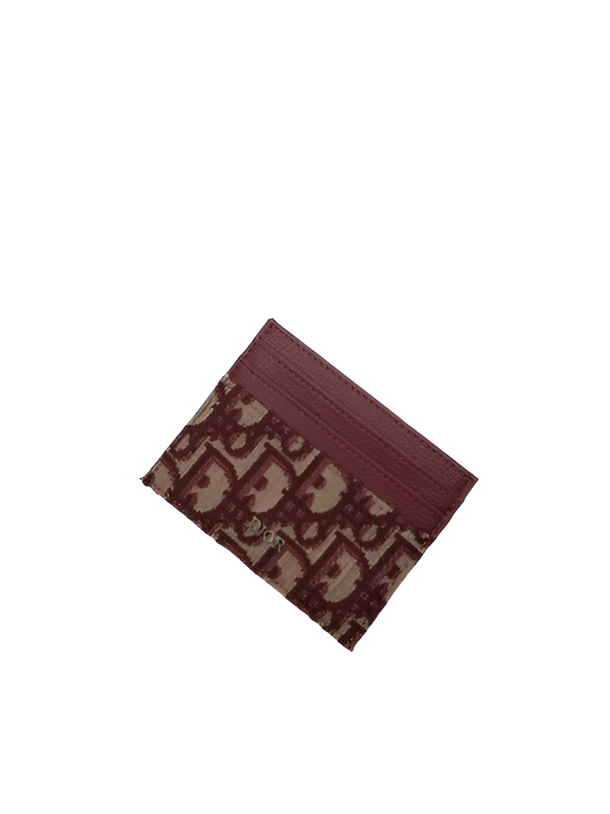 Dior Burgundy Oblique Canvas &amp; Leather Card Holder
