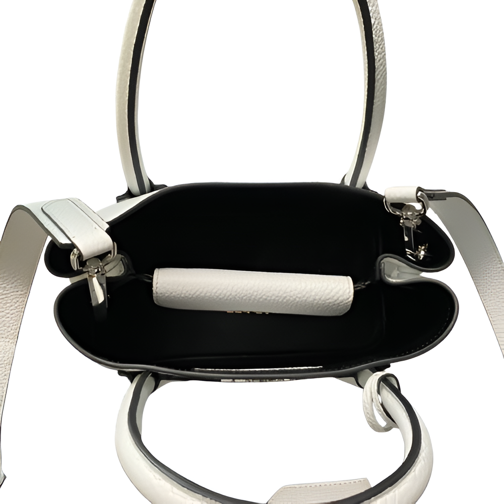 Prada White Leather Top Handle Bag