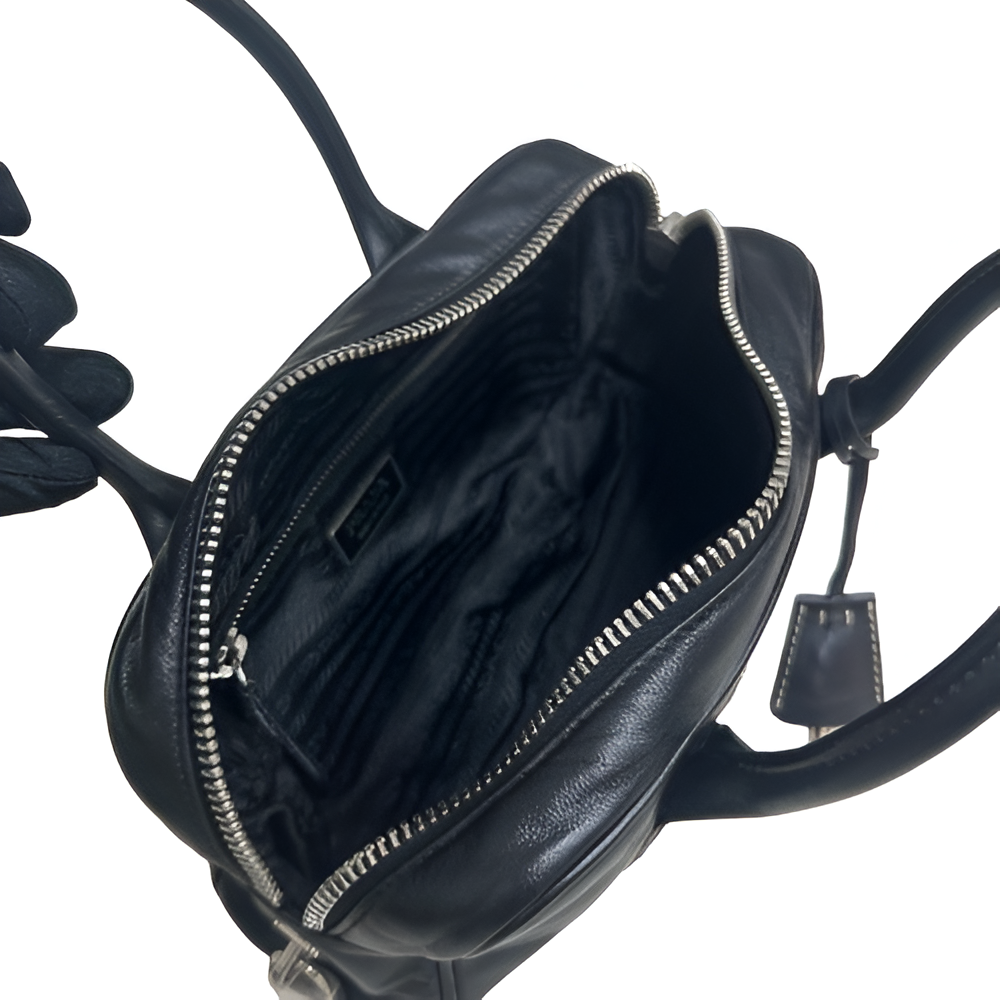Prada Black Leather Mini Duffle Bag
