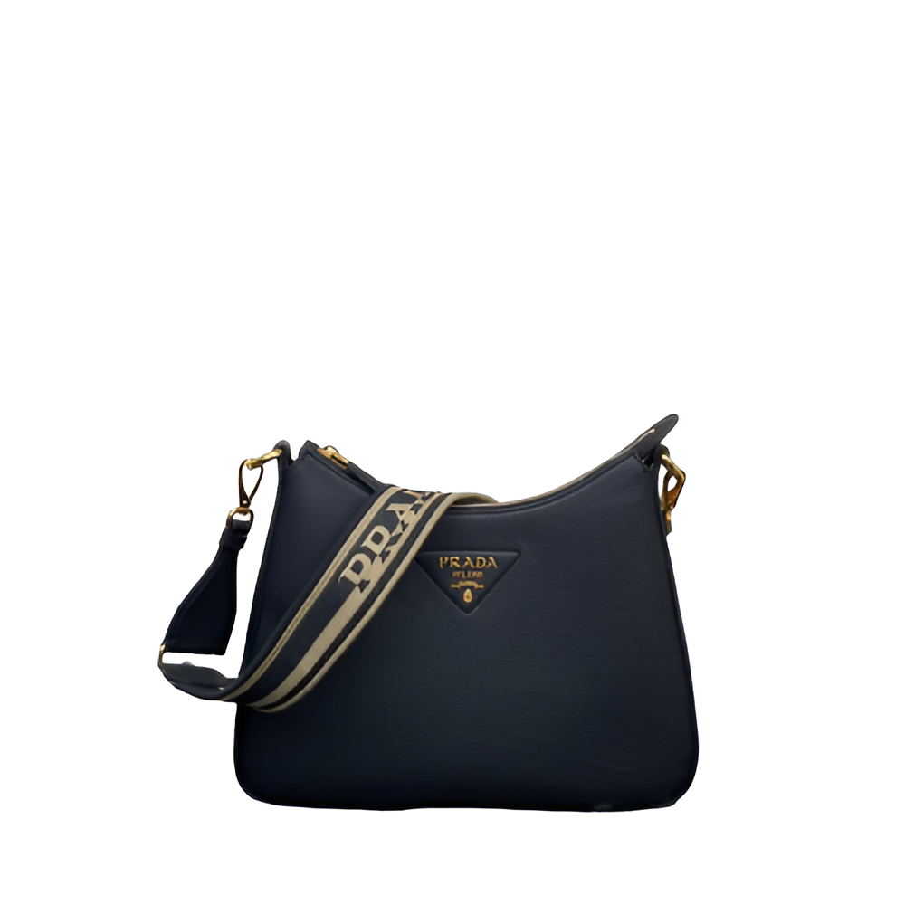 Prada Navy Blue Leather Shoulder Bag