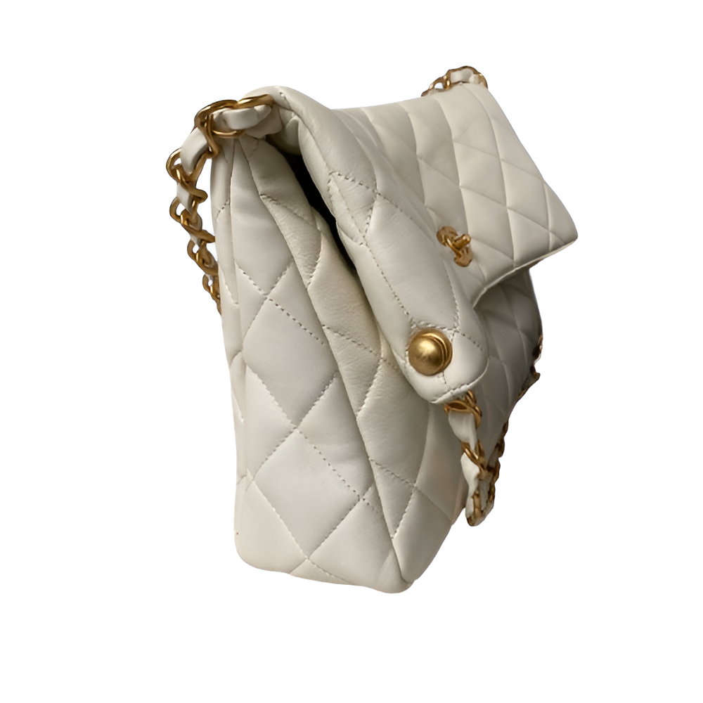 CHANEL Quilted White Maxi Flap Bag