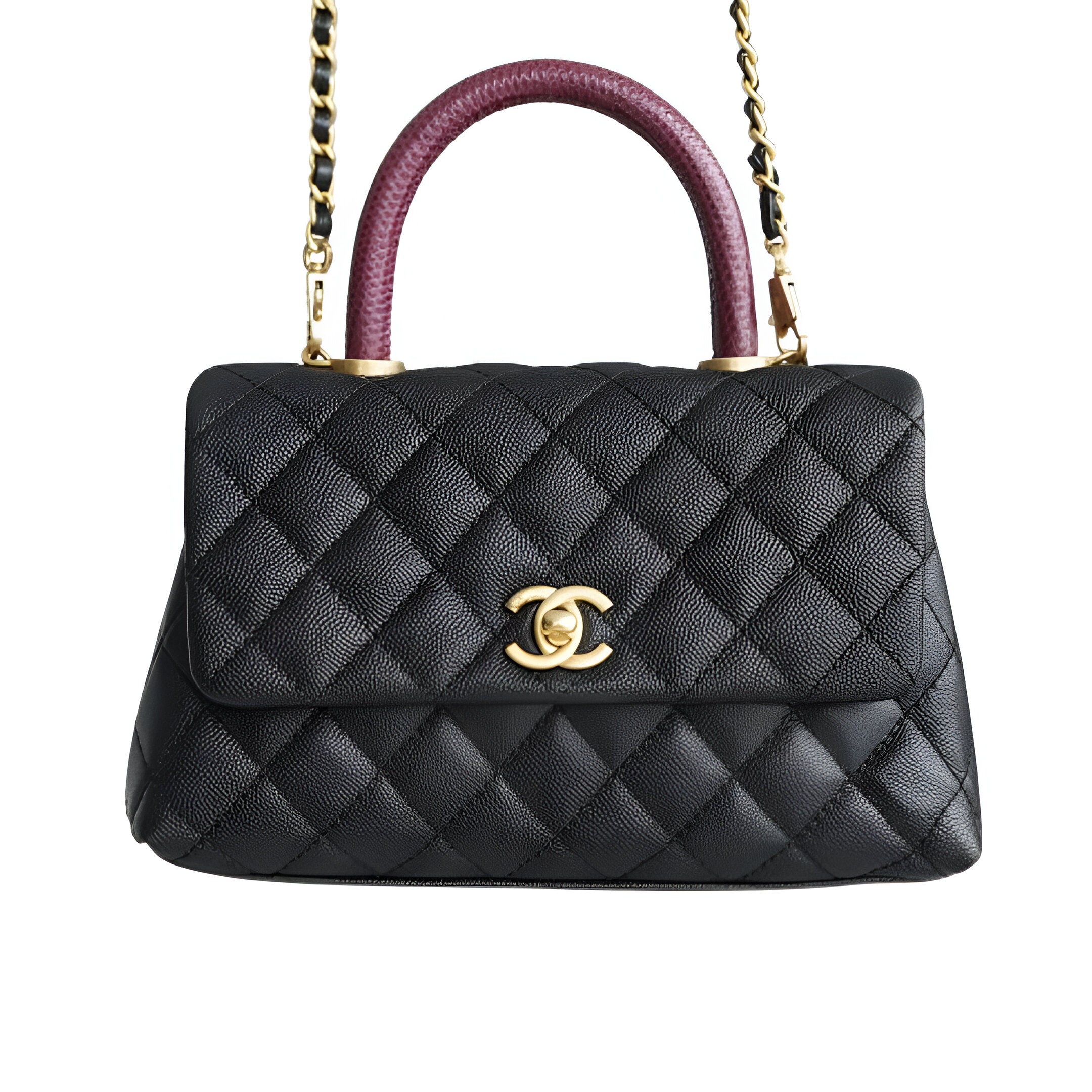 CHANEL Quilted Black Top Handle Bag