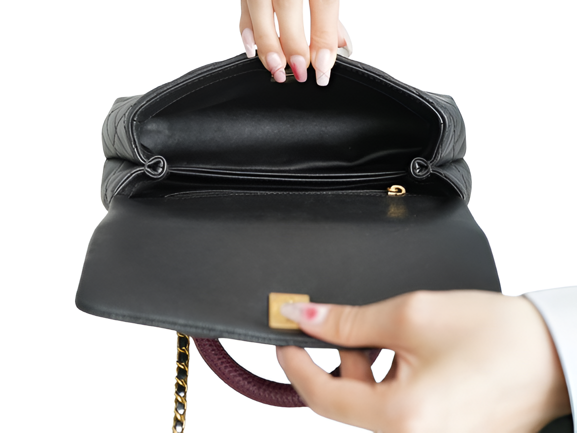 CHANEL Quilted Black Top Handle Bag