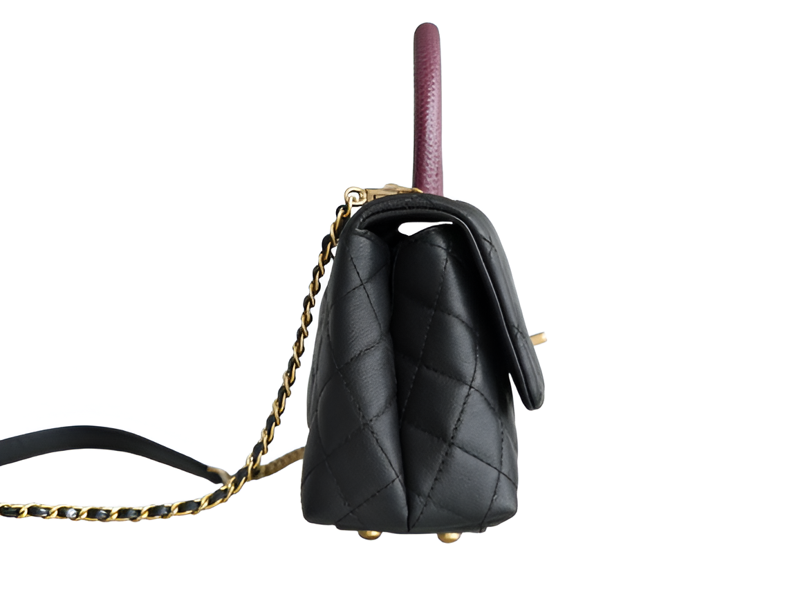 CHANEL Quilted Black Top Handle Bag