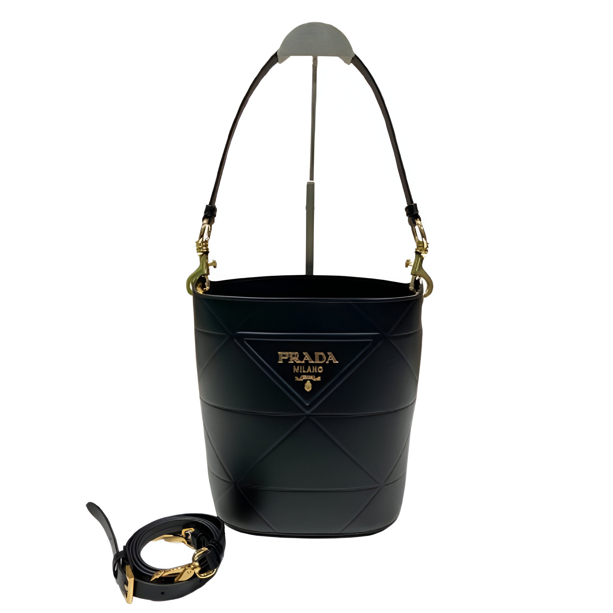 Prada Black Quilted Leather Bucket Bag