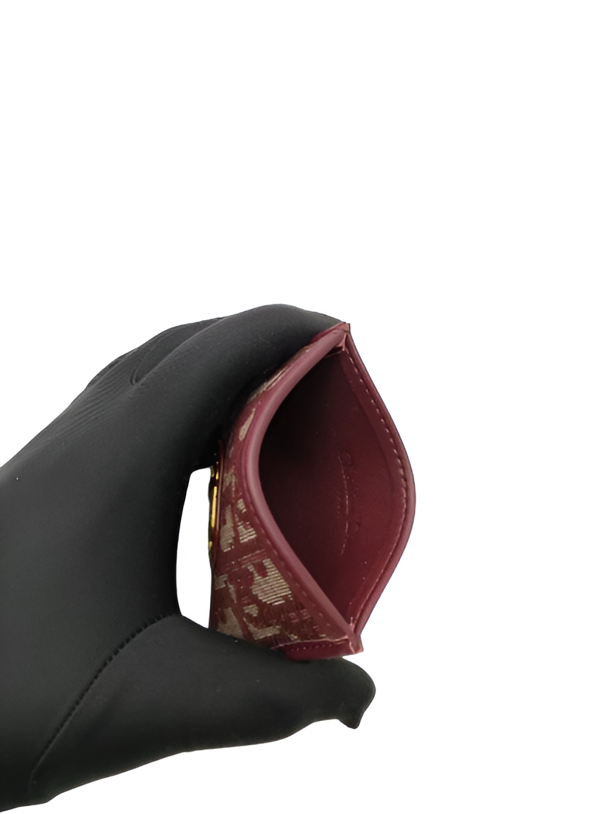 Dior Burgundy Oblique Canvas Card Holder