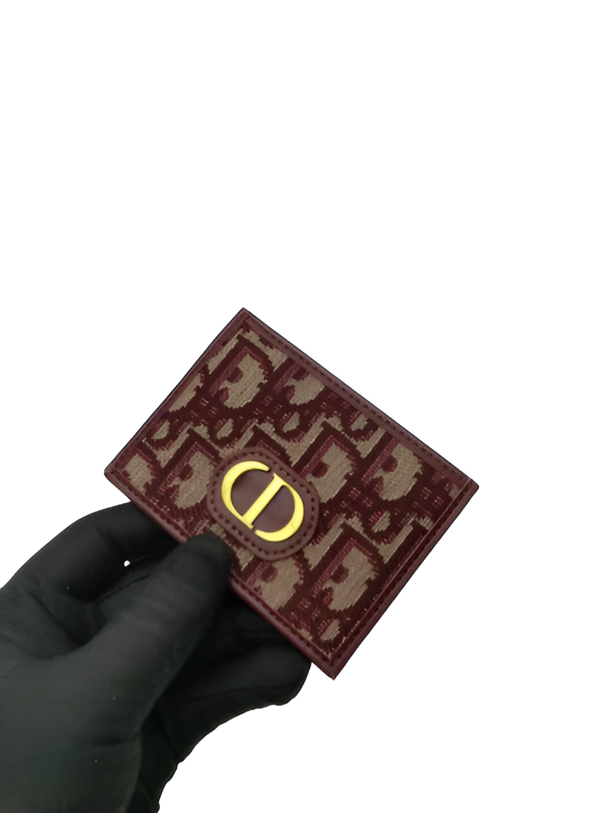 Dior Burgundy Oblique Canvas Card Holder
