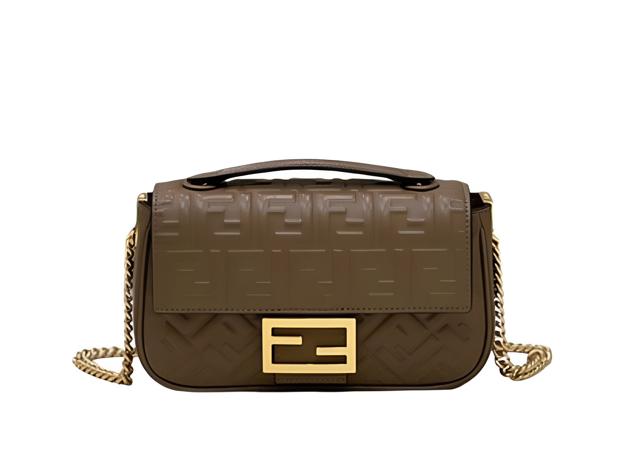 Fendi Brown Embossed Leather Shoulder Bag