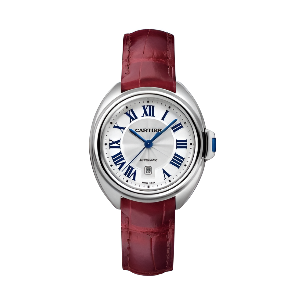 Cartier Clé de Cartier Stainless Steel Red Leather Watch