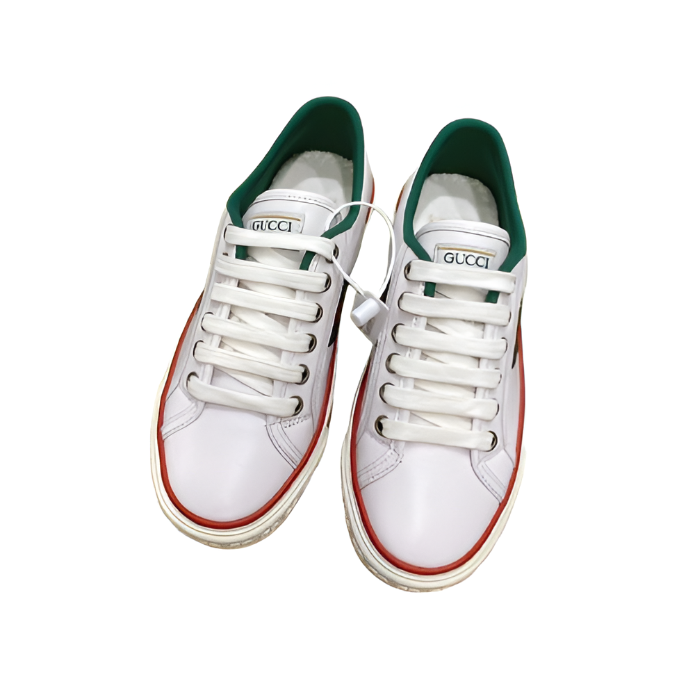 Gucci  Men's White Low-Top Sneakers with Red & Green Stripes