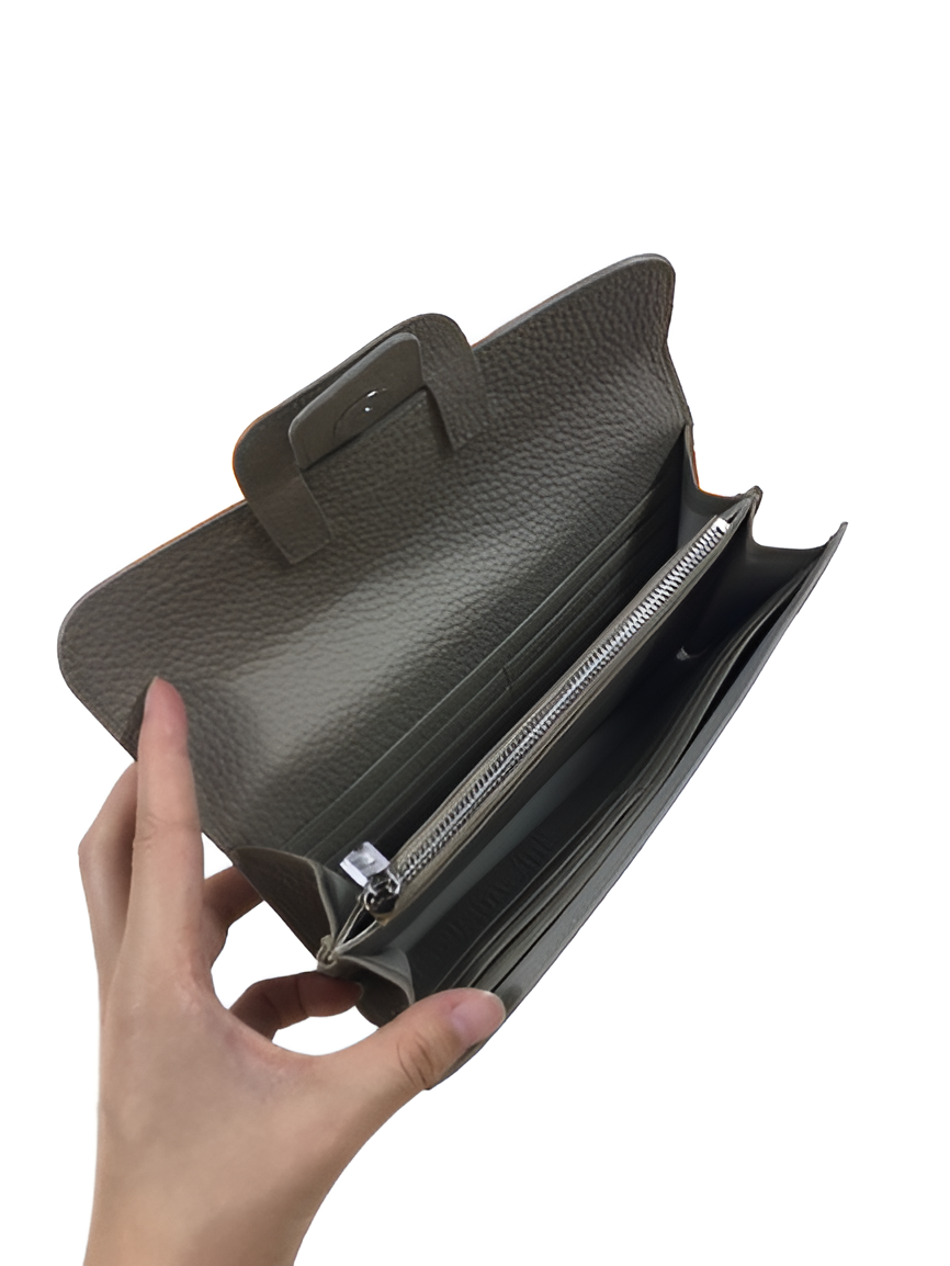Premium Hermes-Inspired Taupe Leather Wallet