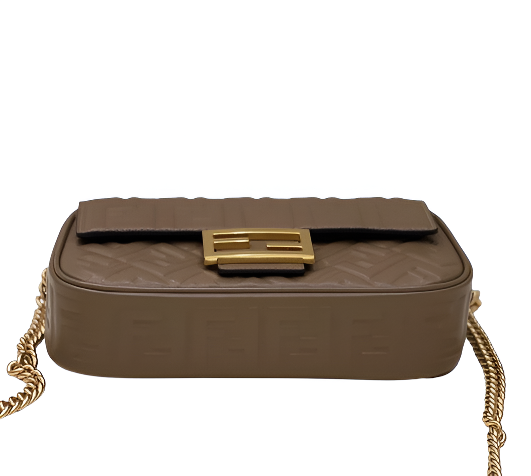 Fendi Brown Embossed Leather Shoulder Bag