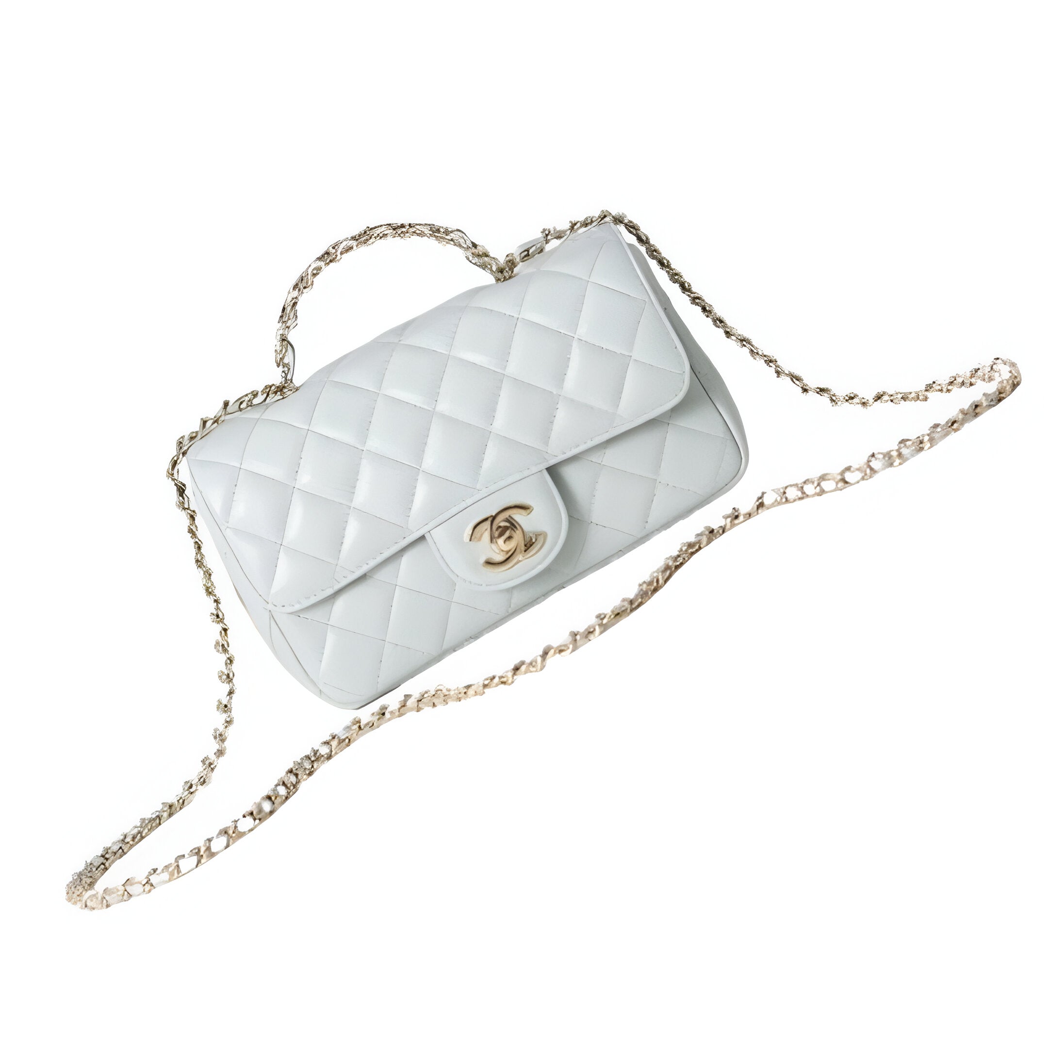 CHANEL Quilted White Flap Bag