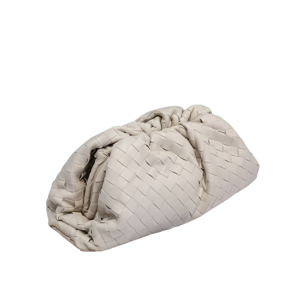 Bottega Ivory Woven Leather Clutch