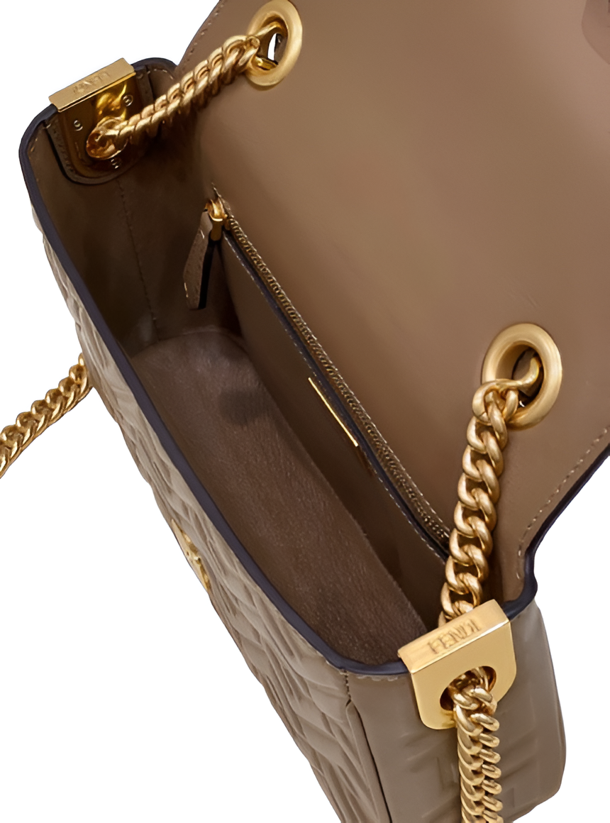 Fendi Brown Embossed Leather Shoulder Bag