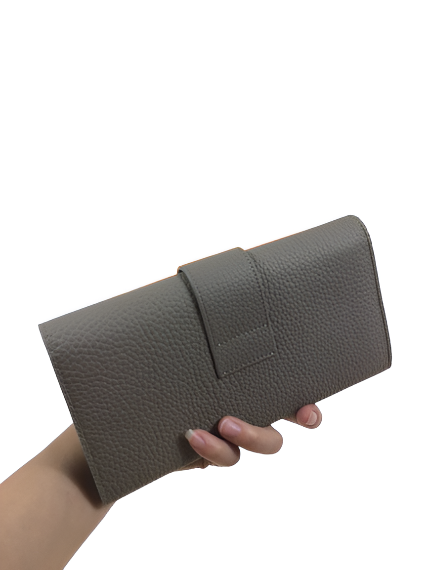 Premium Hermes-Inspired Taupe Leather Wallet