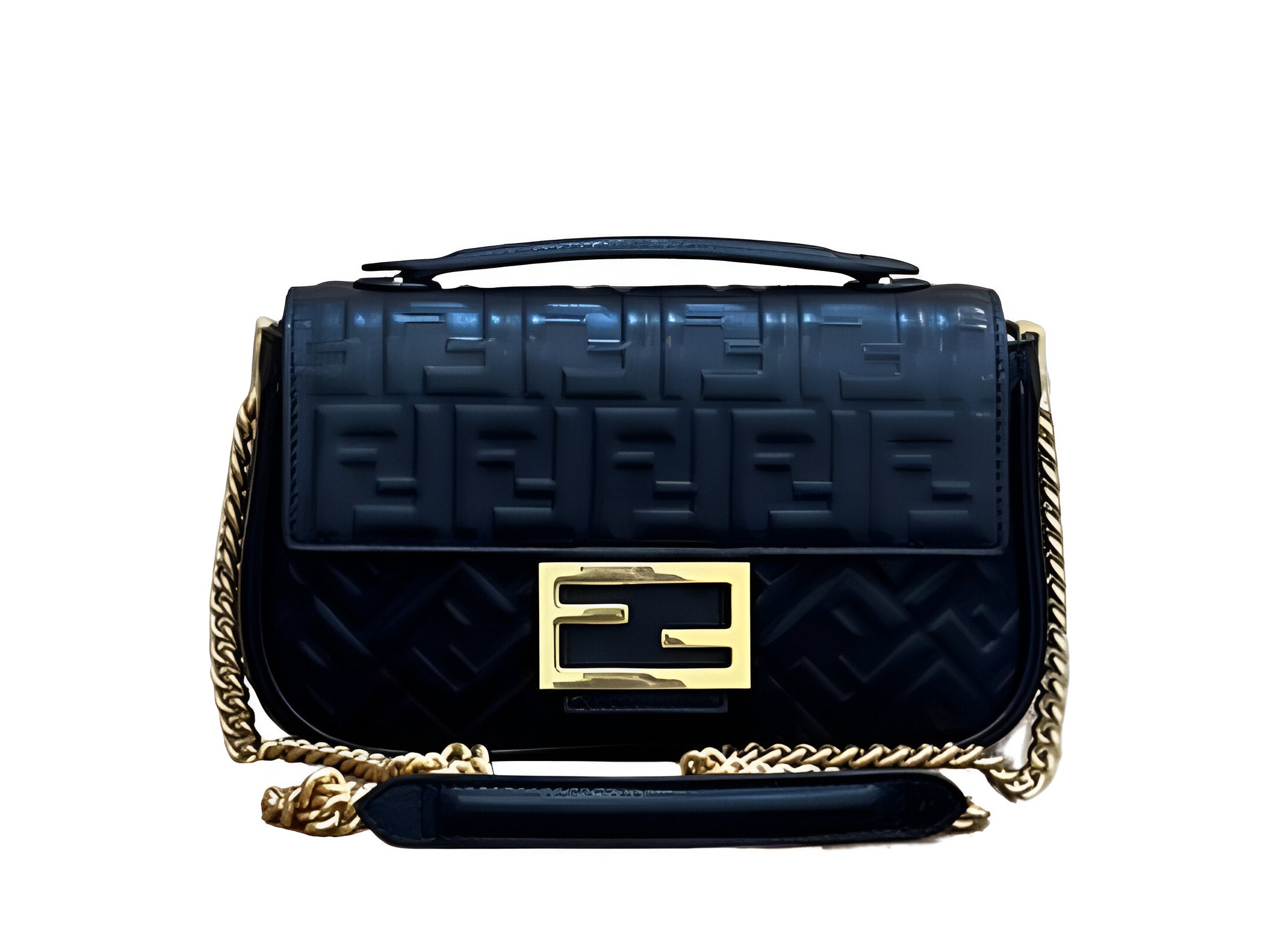Fendi Black Embossed Leather Shoulder Bag