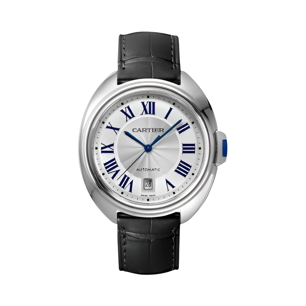 Cartier Clé de Cartier Stainless Steel Black Leather Watch