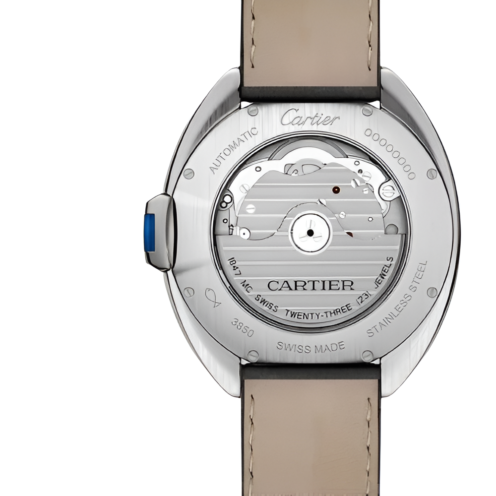 Cartier Clé de Cartier Stainless Steel Black Leather Watch