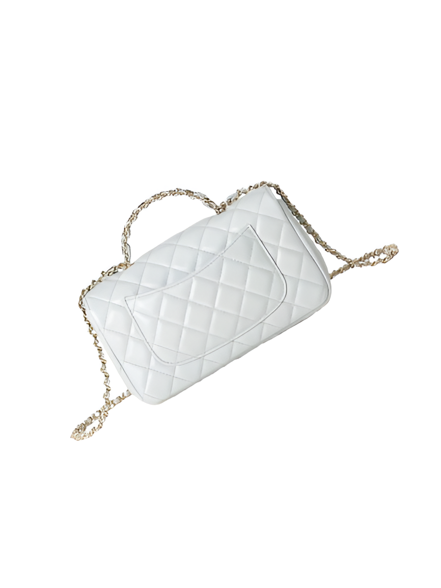 CHANEL Quilted White Flap Bag