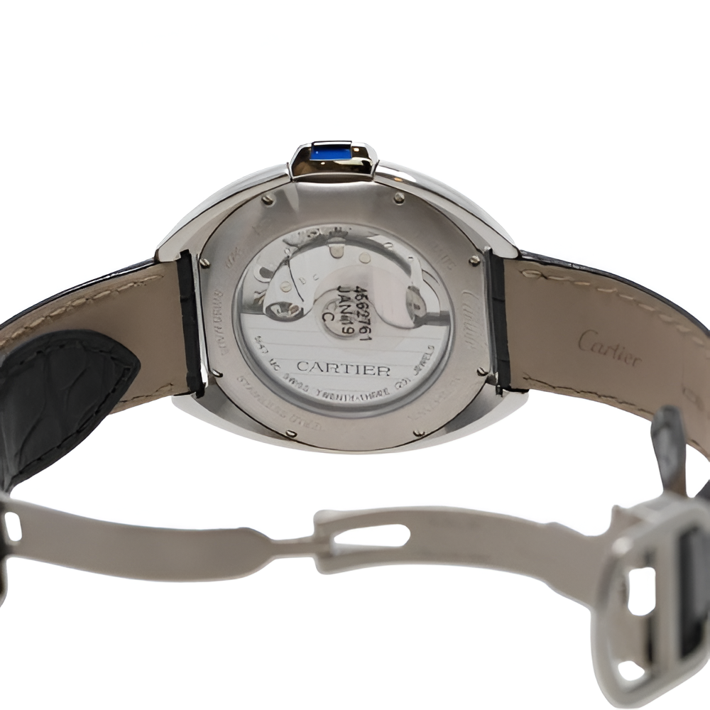 Cartier Clé de Cartier Stainless Steel Black Leather Watch