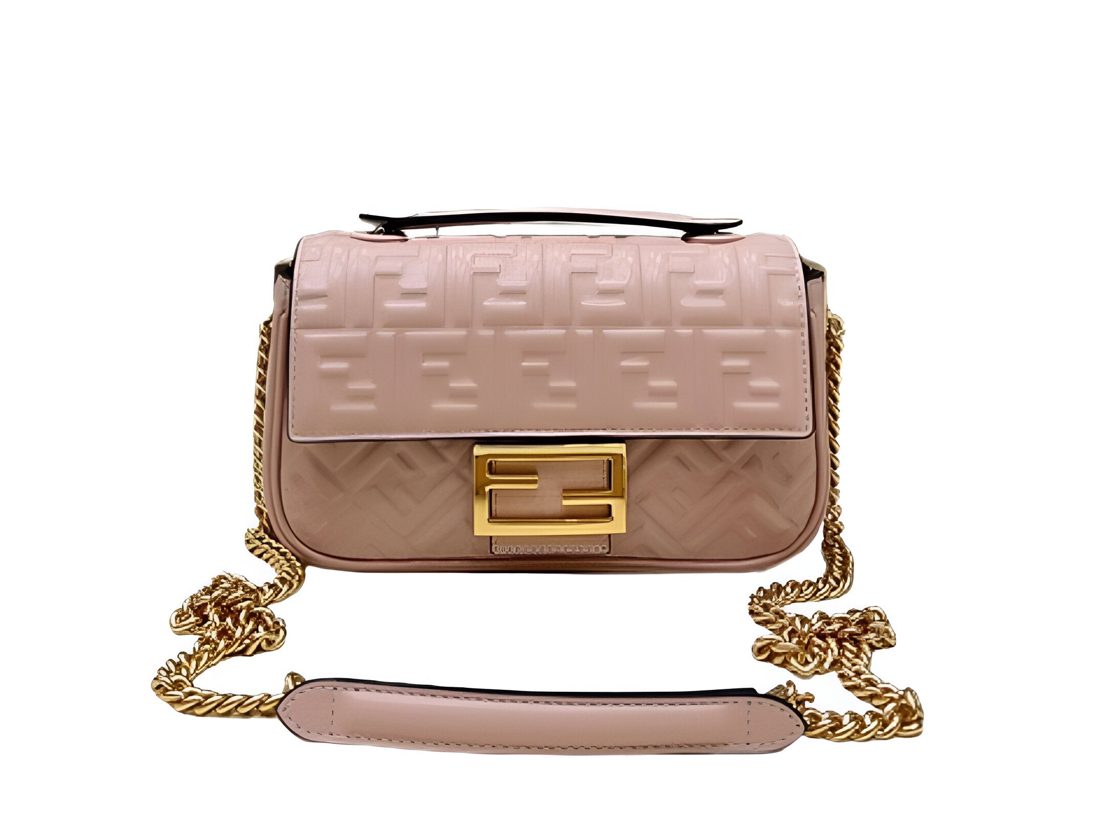 Fendi Nude Pink Embossed Leather Shoulder Bag