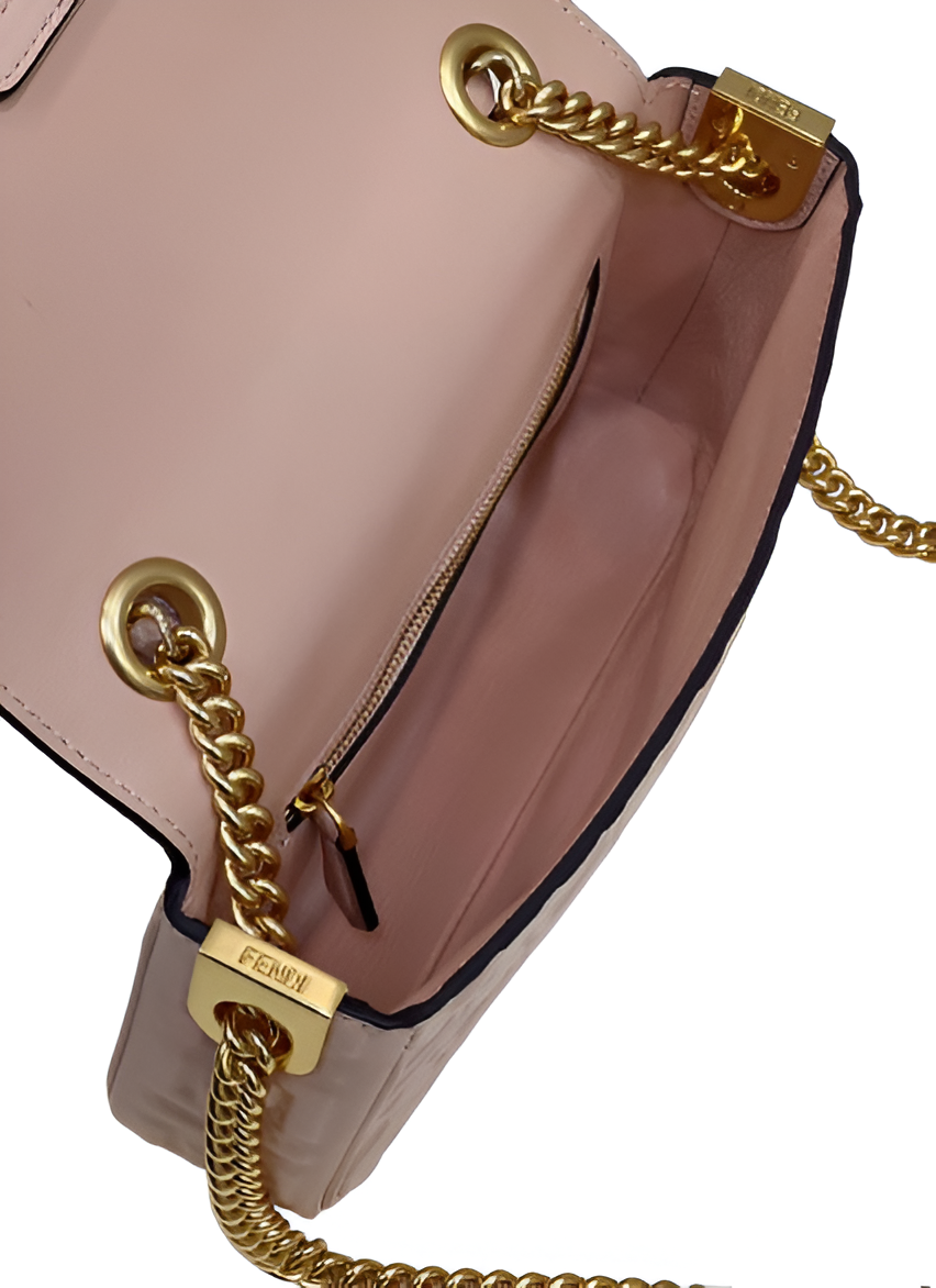 Fendi Nude Pink Embossed Leather Shoulder Bag