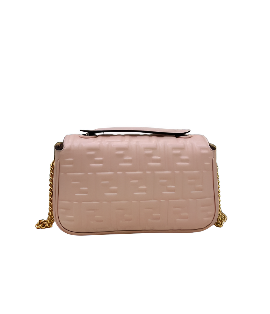 Fendi Nude Pink Embossed Leather Shoulder Bag