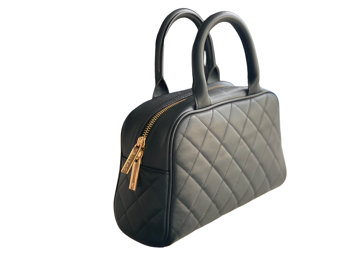 CHANEL Quilted Black Bowler Bag