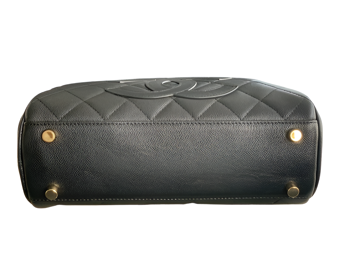 CHANEL Quilted Black Bowler Bag
