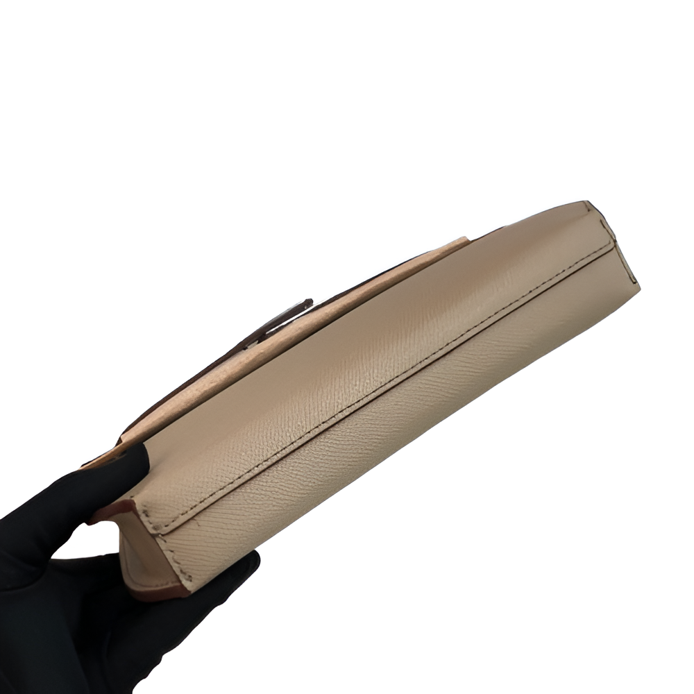 Hermes Beige Leather Clutch with Wrist Strap