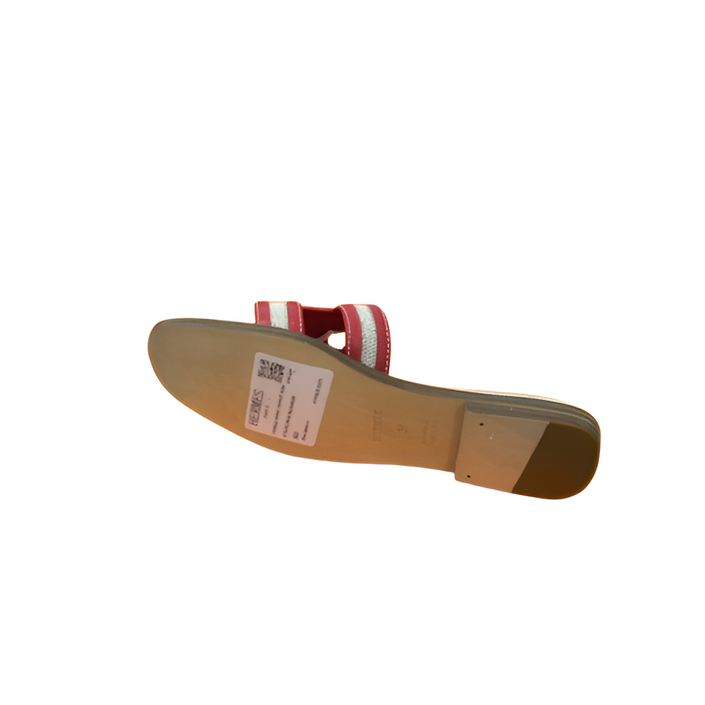 Hermes Women's Red & White Slides