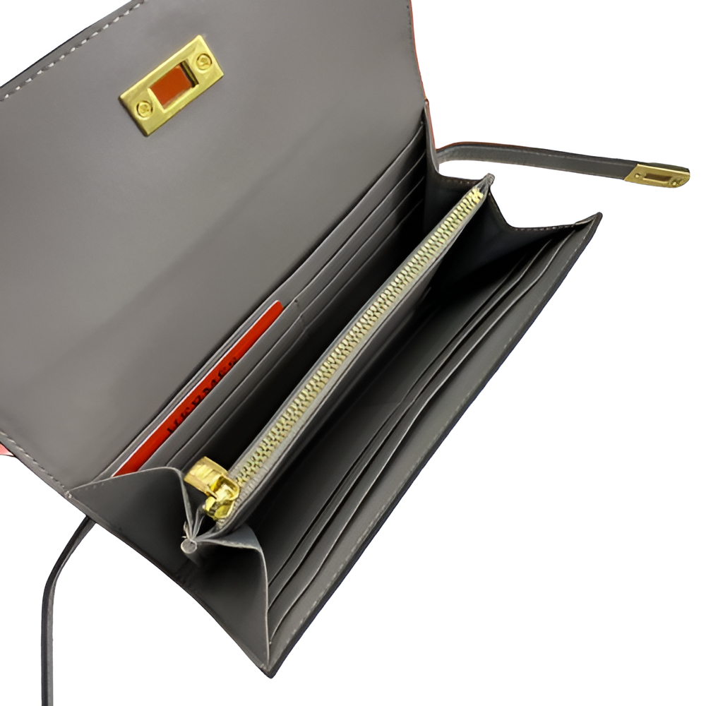 Premium Hermes-Inspired Gray Crocodile-Embossed Leather Wallet