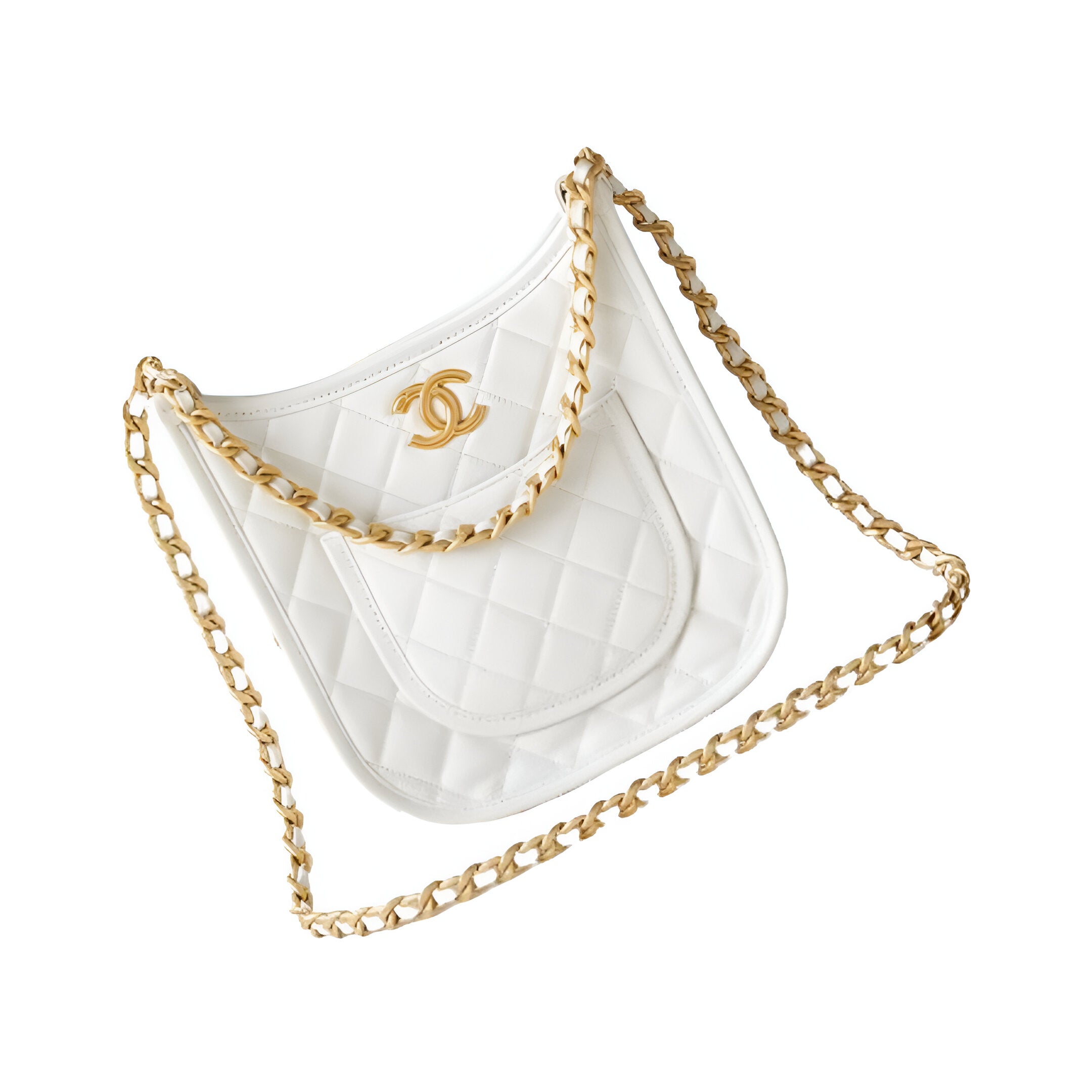 CHANEL Quilted White Chain Shoulder Bag