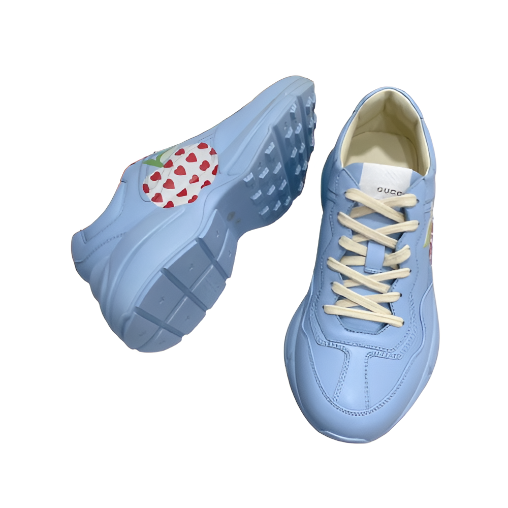 Gucci Women's Blue Strawberry Rhyton Sneakers