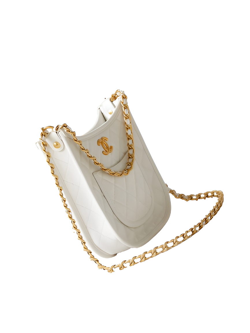 CHANEL Quilted White Chain Shoulder Bag