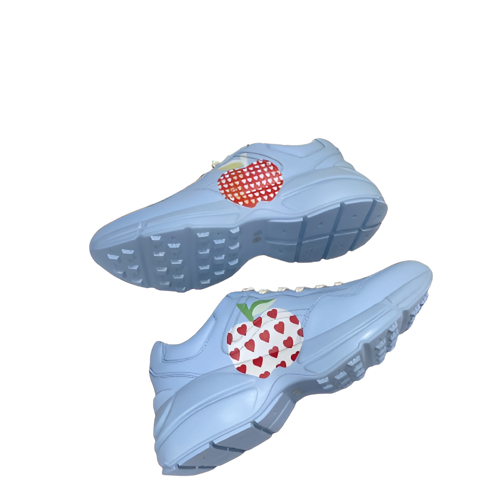 Gucci Women's Blue Strawberry Rhyton Sneakers