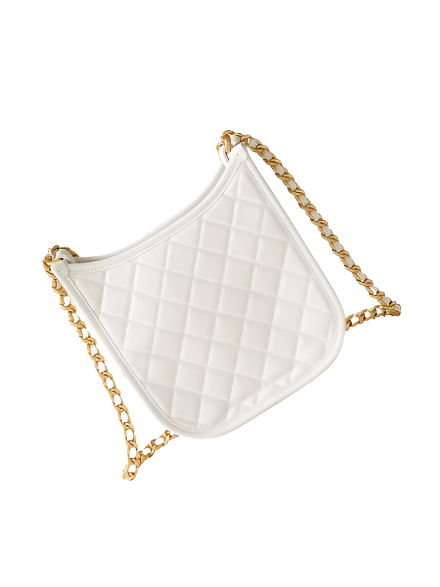CHANEL Quilted White Chain Shoulder Bag
