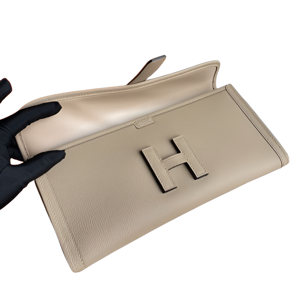 Premium Hermes-Inspired Beige Leather Wallet