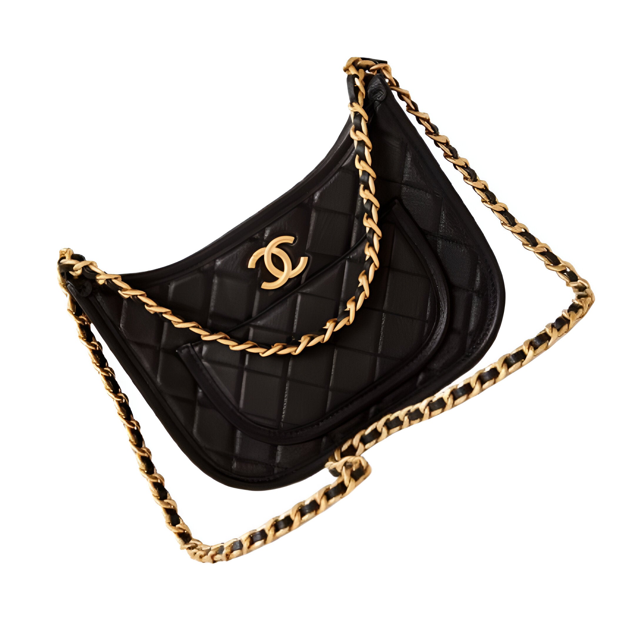 CHANEL Quilted Black Chain Shoulder Bag