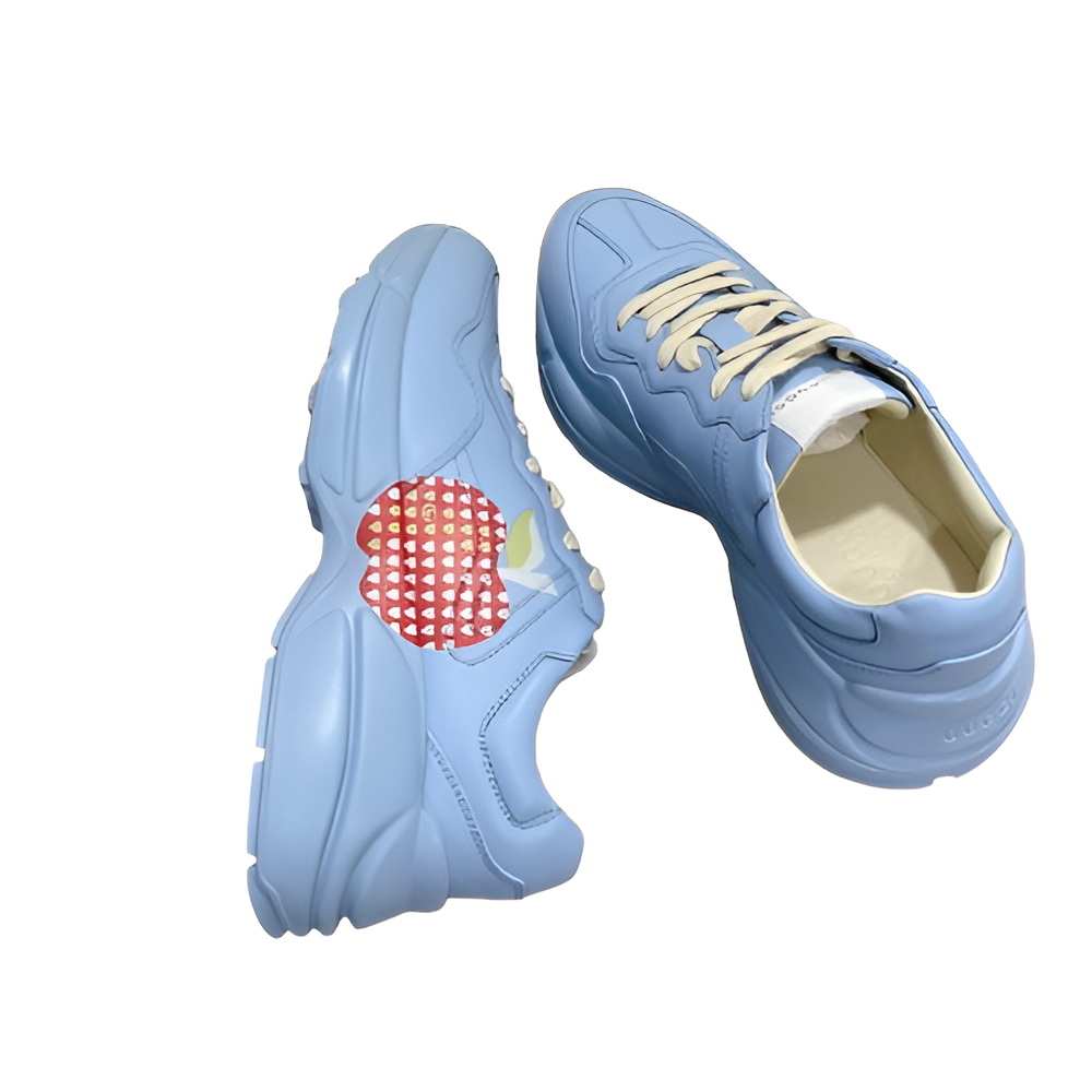 Gucci Women's Blue Strawberry Rhyton Sneakers