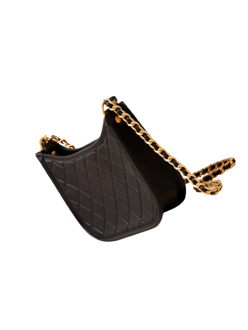 CHANEL Quilted Black Chain Shoulder Bag