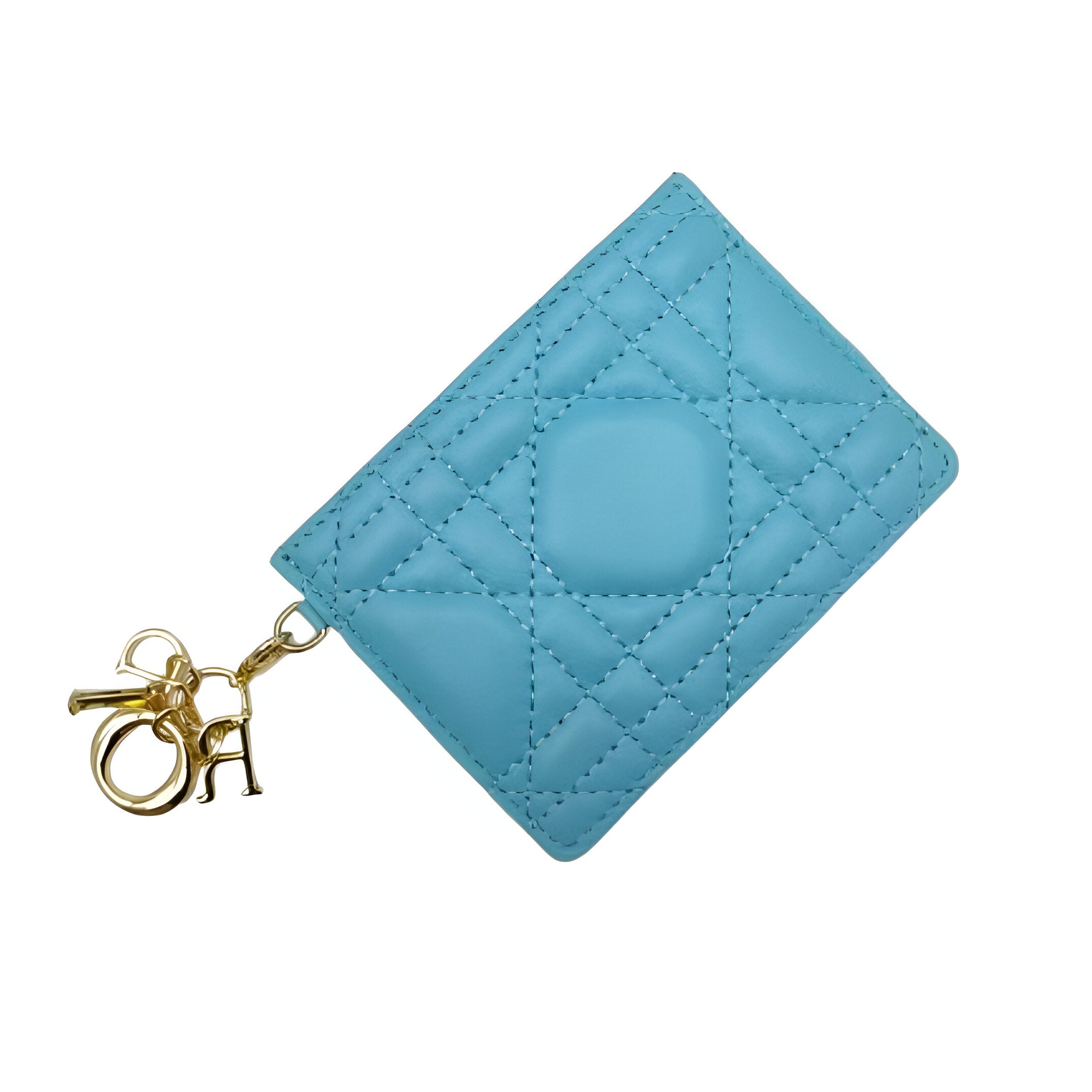 Dior Blue Quilted Leather Card Holder