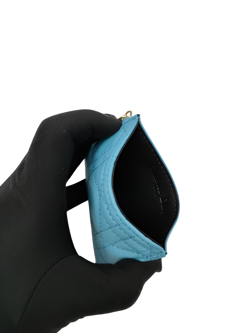 Dior Blue Quilted Leather Card Holder