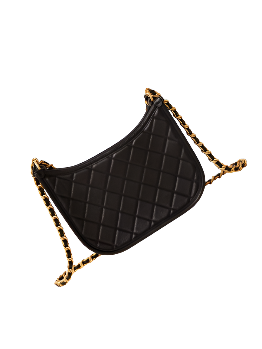 CHANEL Quilted Black Chain Shoulder Bag