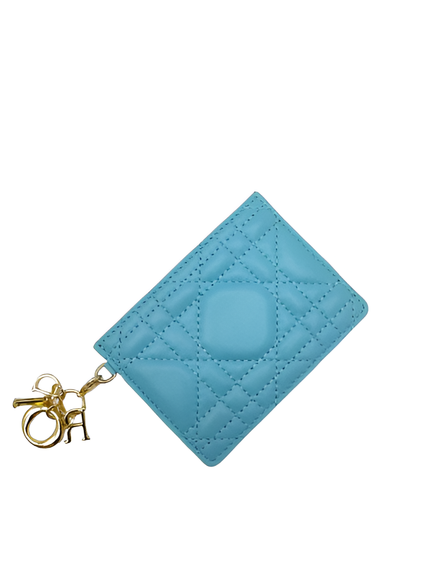 Dior Blue Quilted Leather Card Holder