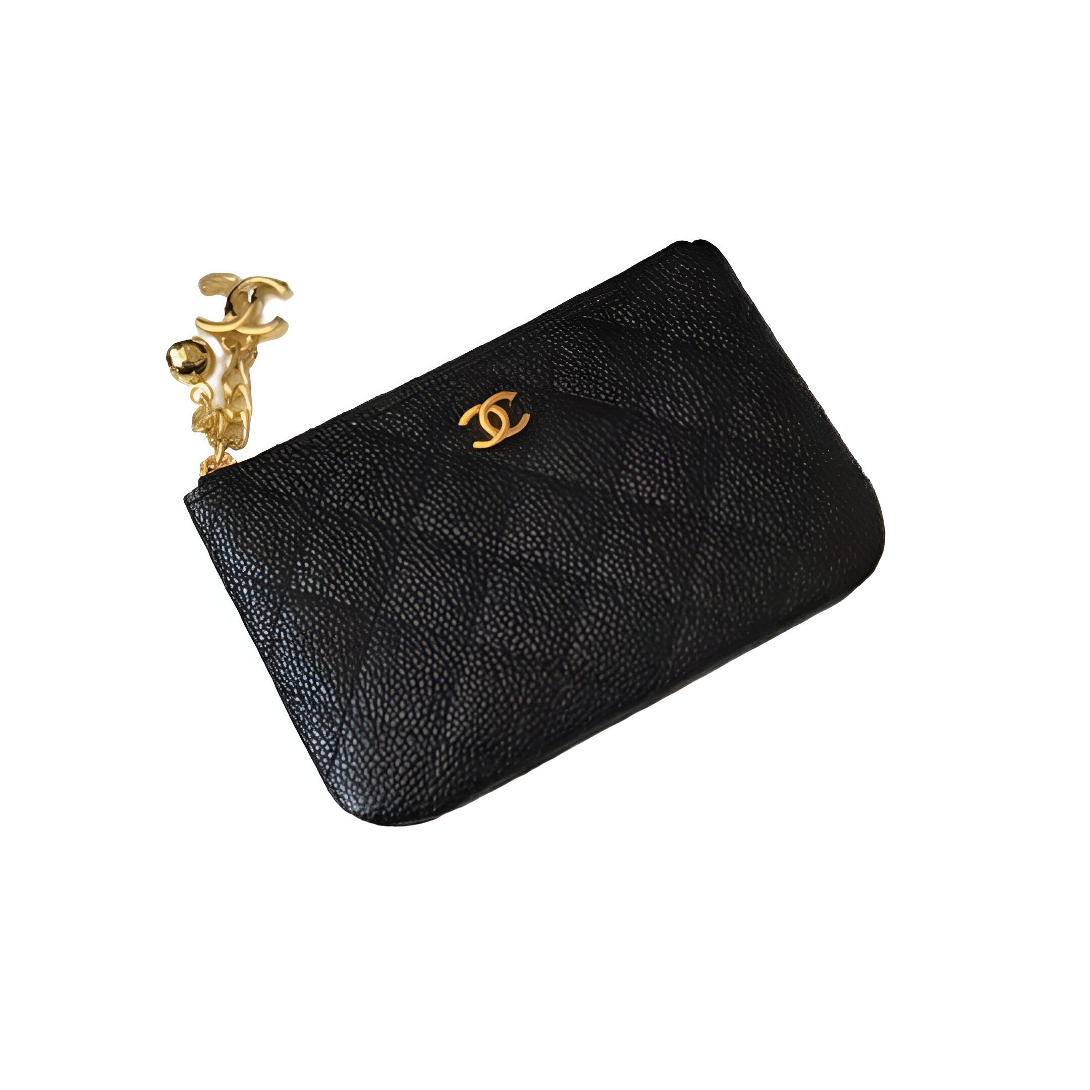 Chanel-Inspired Wristlet Pouch with Gold Chain