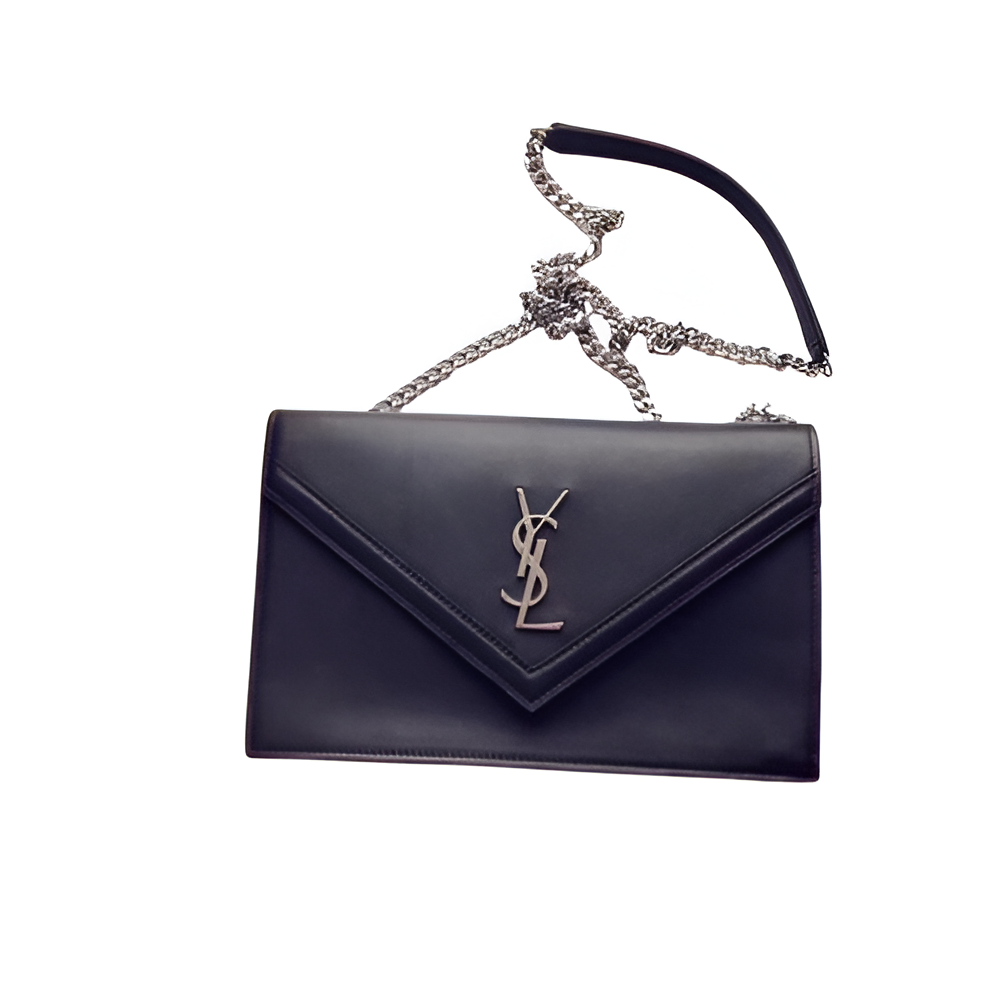 YSL V-Flap Leather Shoulder Bag with Chain Strap